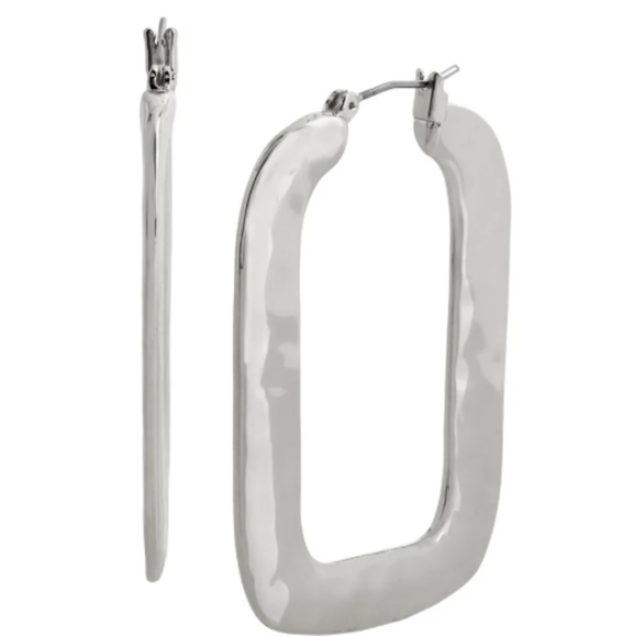 ✨Host Pick✨ NEW Robert Lee Morris Silver Tone Geometric Large Open Hoop Earrings - Picture 2 of 2